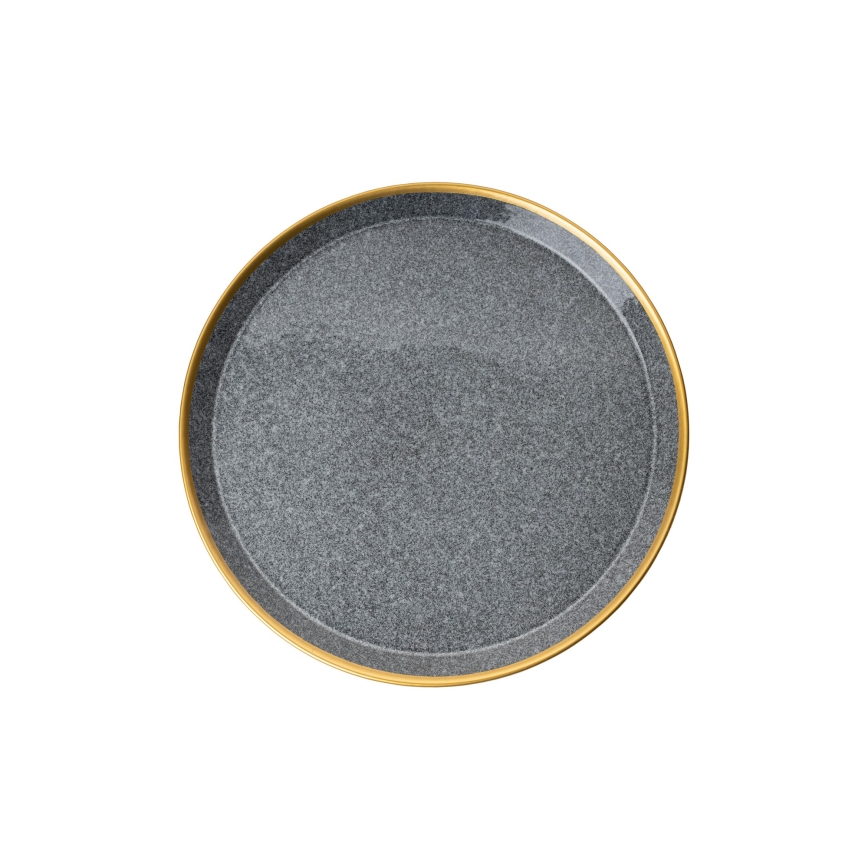 16-teiliges Geschirrset Anthrazit/Gold, Porzellan