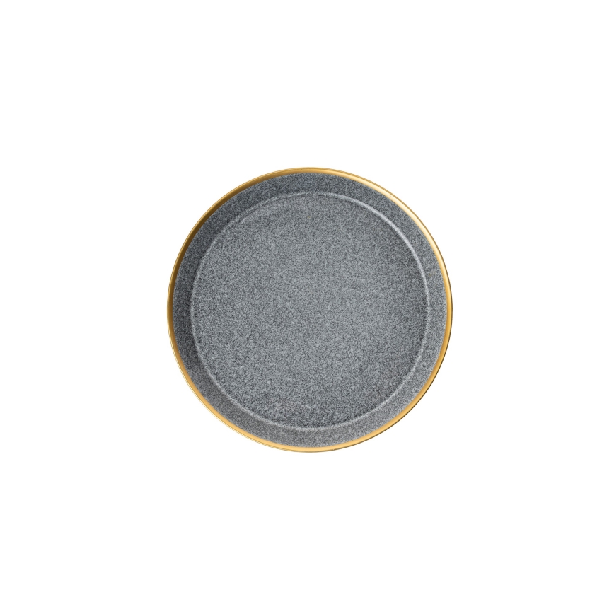 16-teiliges Geschirrset Anthrazit/Gold, Porzellan