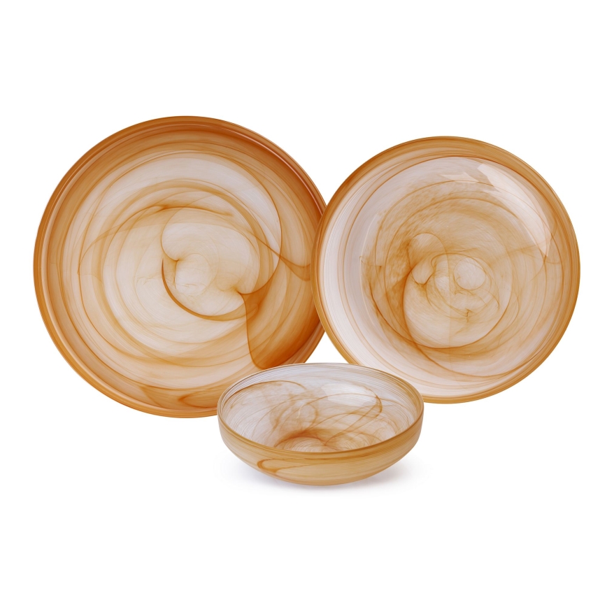 18-teiliges Essservice, orange/Glas