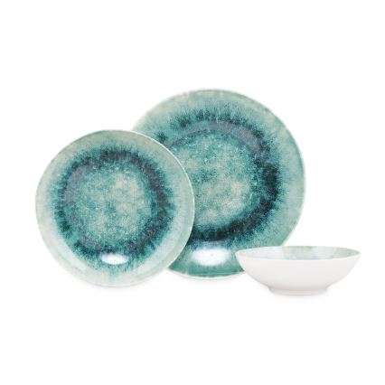 18-teiliges Geschirrset, blau, Porzellan