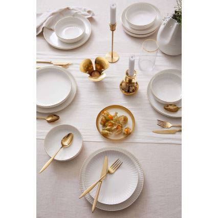 18-teiliges Speiseservice, weiß/gold, aus Porzellan