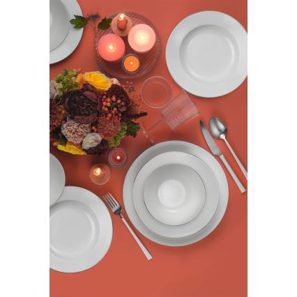 18-teiliges Speiseservice, weiß/silber/Porzellan