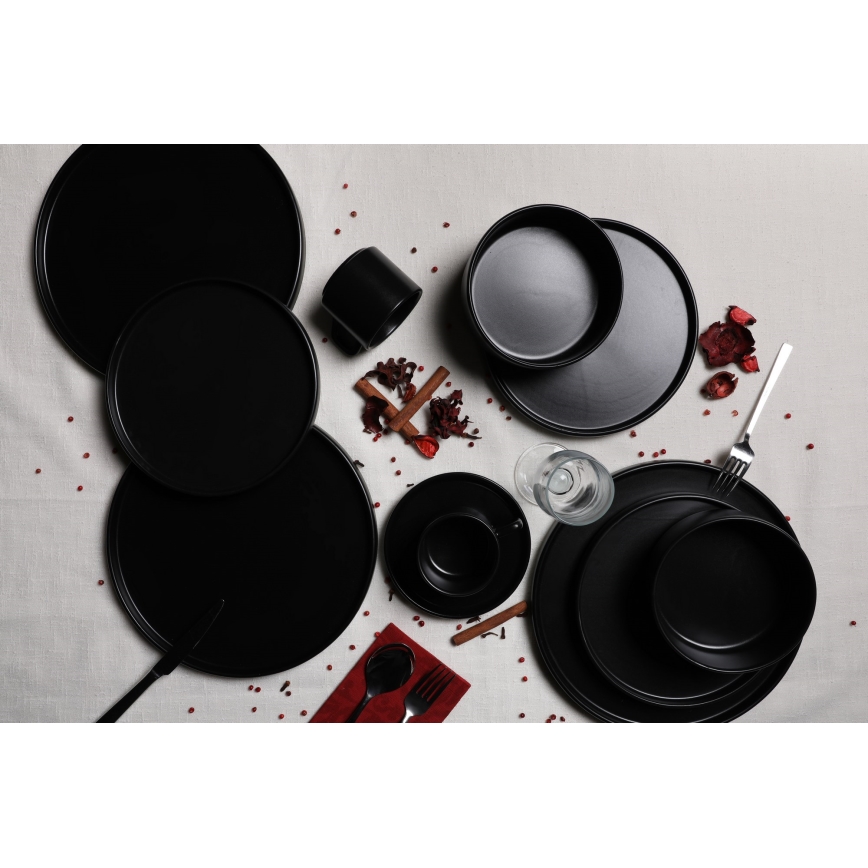 20-teiliges Tafelservice, schwarz/Steingut