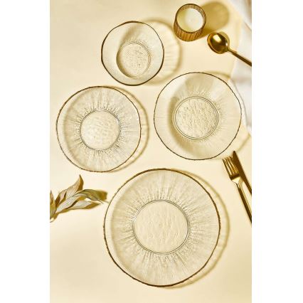 24-teiliges Ess-Set, transparent/goldfarben, Glas