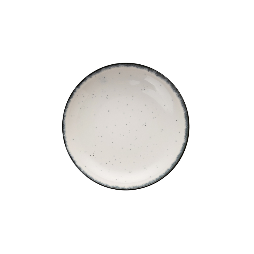 24-teiliges Essservice aus Porzellan, Weiß/Schwarz