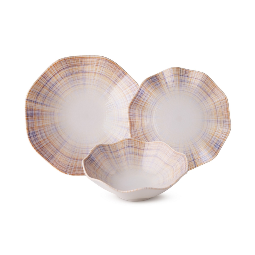 24-teiliges Essservice, orange/Porzellan