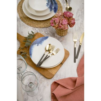 24-teiliges Essservice weiß/blau/Porzellan