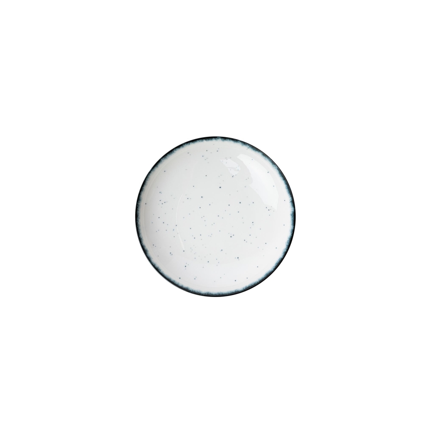 24-teiliges Geschirrset aus Porzellan, weiß/schwarz