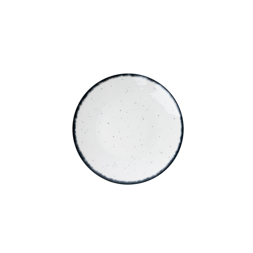 24-teiliges Geschirrset aus Porzellan, weiß/schwarz