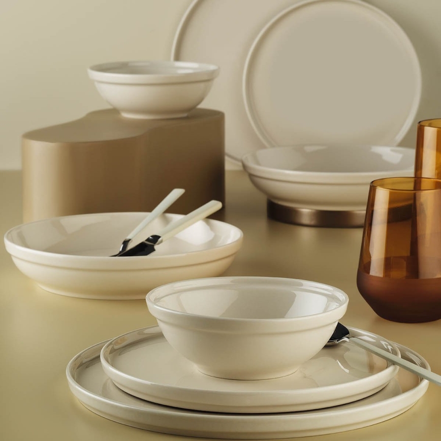 24-teiliges Geschirrset, beige/Porzellan