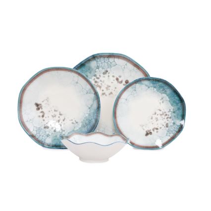 24-teiliges Geschirrset blau/Porzellan