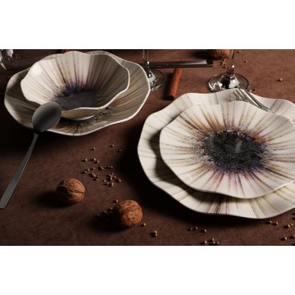 24-teiliges Geschirrset, braun/Porzellan