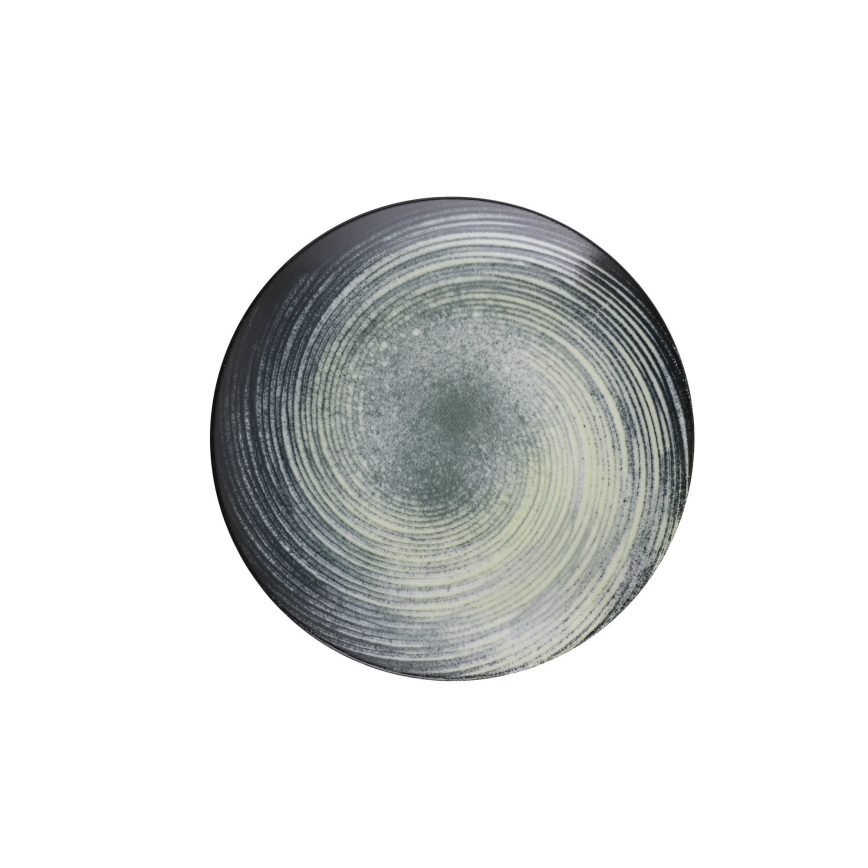 24-teiliges Geschirrset grün/schwarz/Porzellan