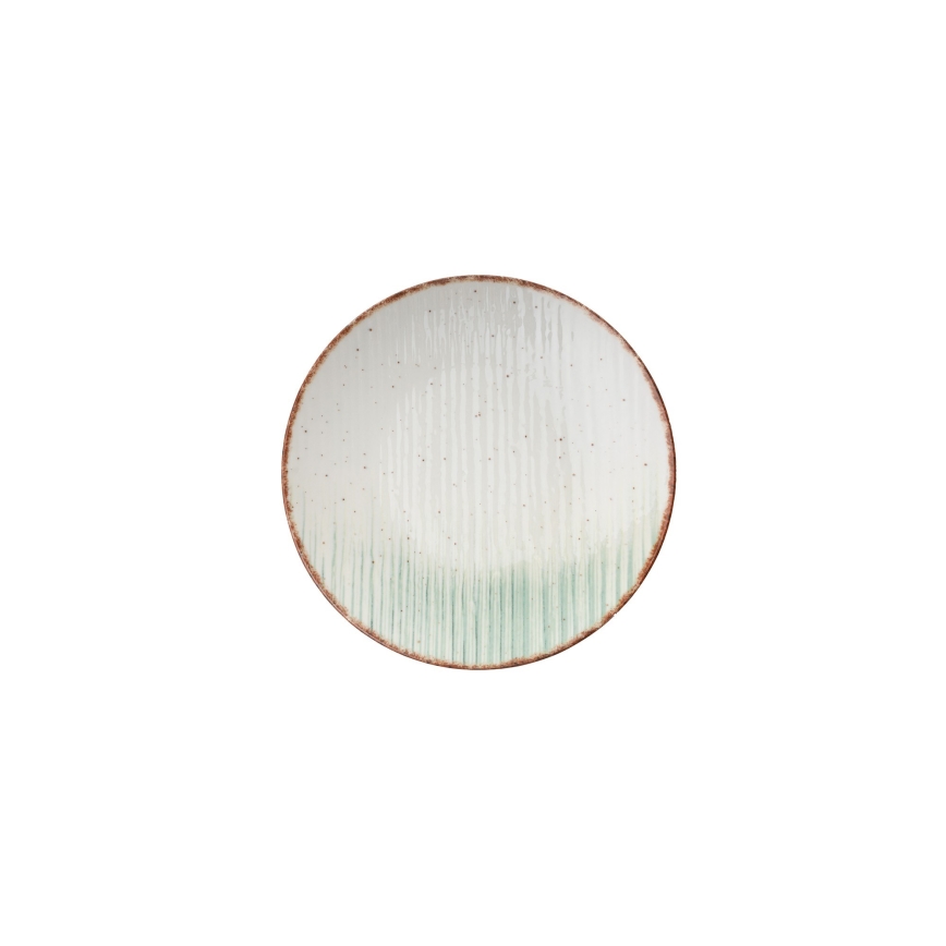 24-teiliges Geschirrset, weiß/grün, Porzellan