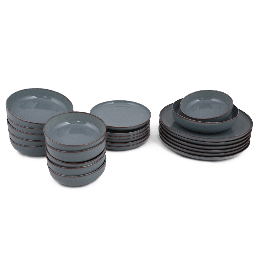 24-teiliges Porzellan-Geschirrset, blau