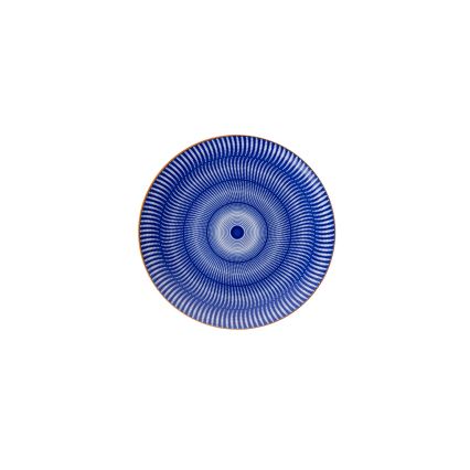 24-teiliges Speiseservice aus Porzellan, blau/orange