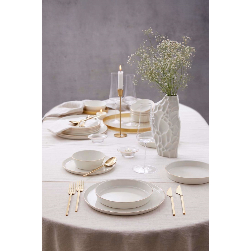 24-teiliges Speiseservice weiß/gold/Porzellan