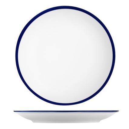 24-teiliges Tafelservice aus Porzellan, weiß/blau