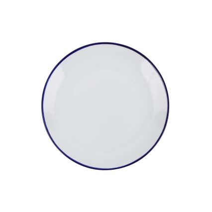 24-teiliges Tafelservice aus Porzellan, weiß/blau