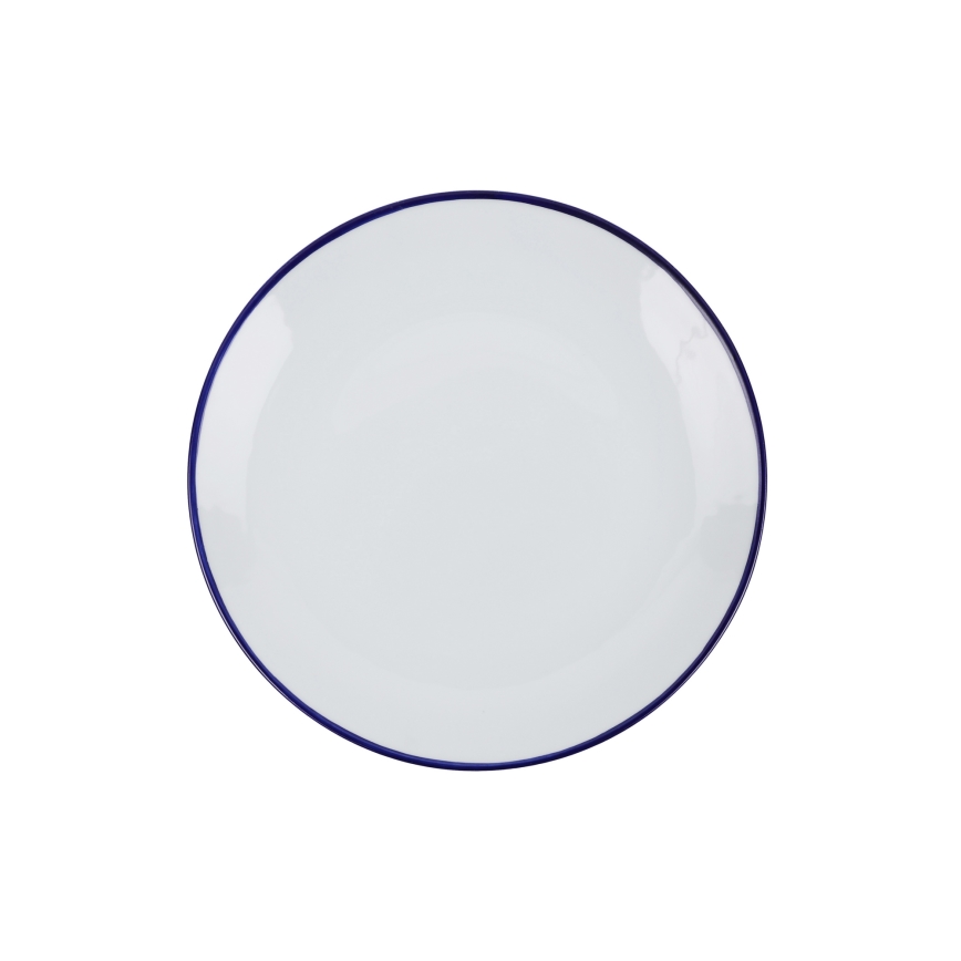 24-teiliges Tafelservice aus Porzellan, weiß/blau