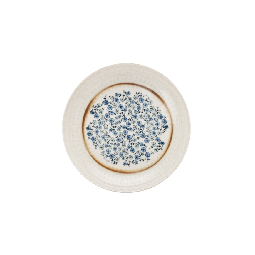 24-teiliges Tafelservice blau/beige/Porzellan