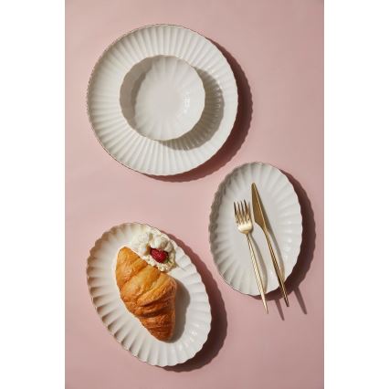 27-teiliges Geschirrset aus Porzellan, weiß/gold