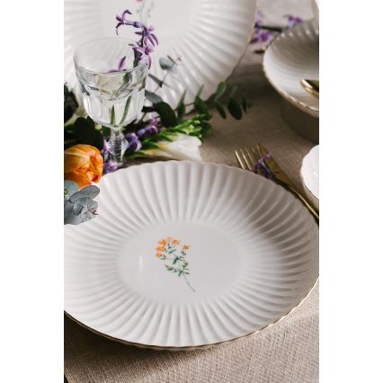 27-teiliges Geschirrset, Weiß/Gold, Porzellan