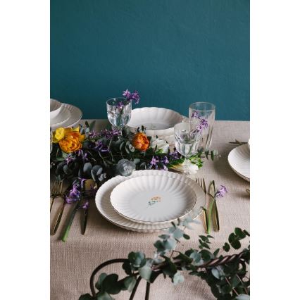 27-teiliges Geschirrset, Weiß/Gold, Porzellan