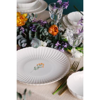 27-teiliges Geschirrset, Weiß/Gold, Porzellan