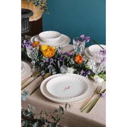 27-teiliges Geschirrset, Weiß/Gold, Porzellan