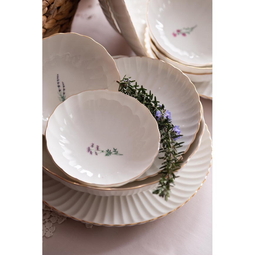 27-teiliges Geschirrset, Weiß/Gold, Porzellan