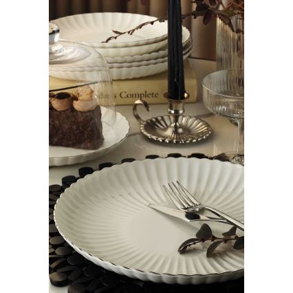27-teiliges Porzellan-Tafelservice, weiß/silber