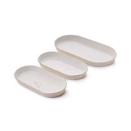 27-teiliges Speiseservice aus Porzellan, weiß mit goldenen Akzenten