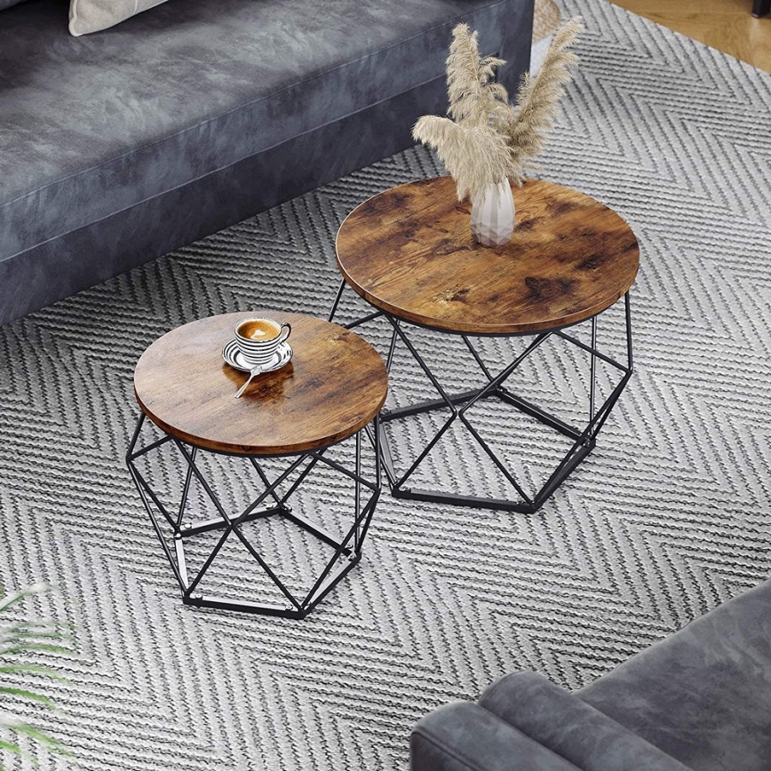 2er-Set Couchtische TALIA, Braun/Schwarz