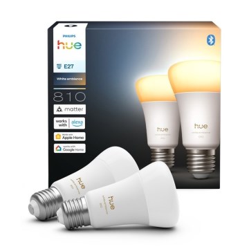 2er-Set dimmbare LED-Leuchtmittel Philips Hue WHITE AMBIANCE E27/6W/230V 1000-20000K