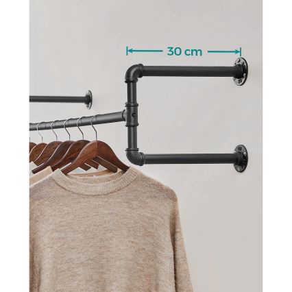 2er-Set Wandhalter für Kleiderbügel LINEA, schwarz