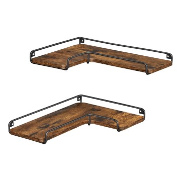 2er-Set Wandregale SHELFY, Braun/Schwarz
