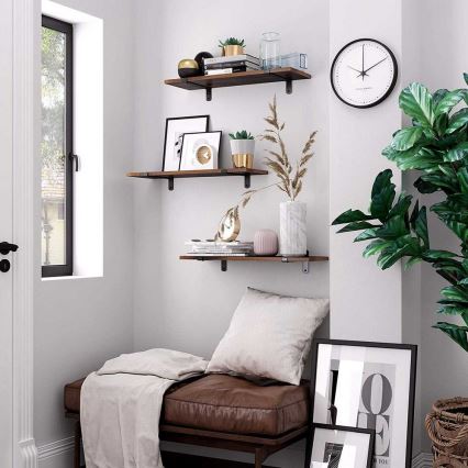 2er-Set Wandregale SHELFY, Braun/Schwarz