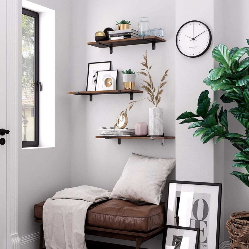 2er-Set Wandregale SHELFY, Braun/Schwarz