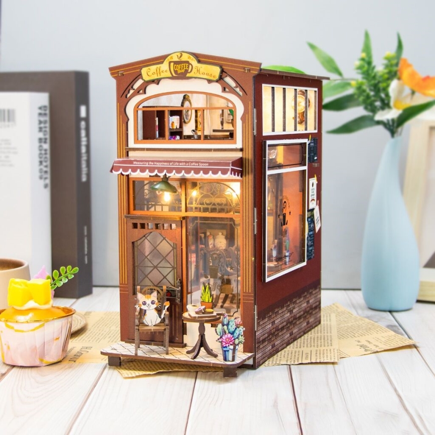 2Kids Toys - 3D Puzzle LED Buchstütze Café 2xAAA