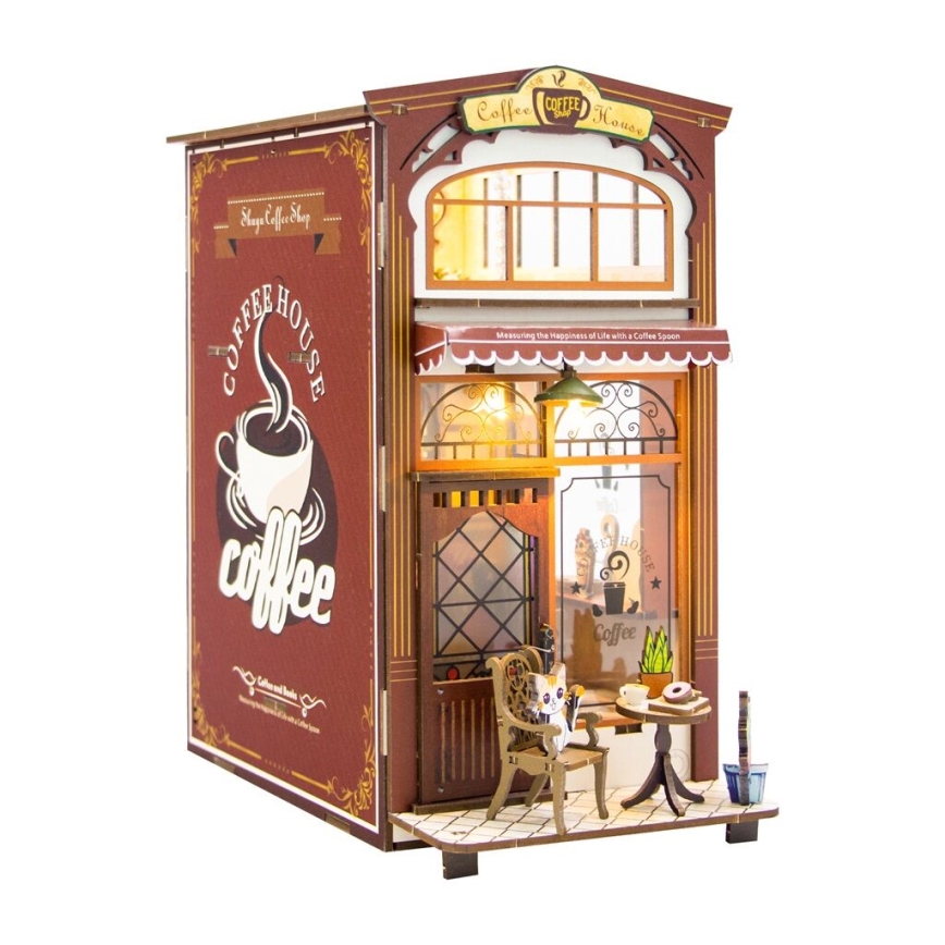 2Kids Toys - 3D Puzzle LED Buchstütze Café 2xAAA