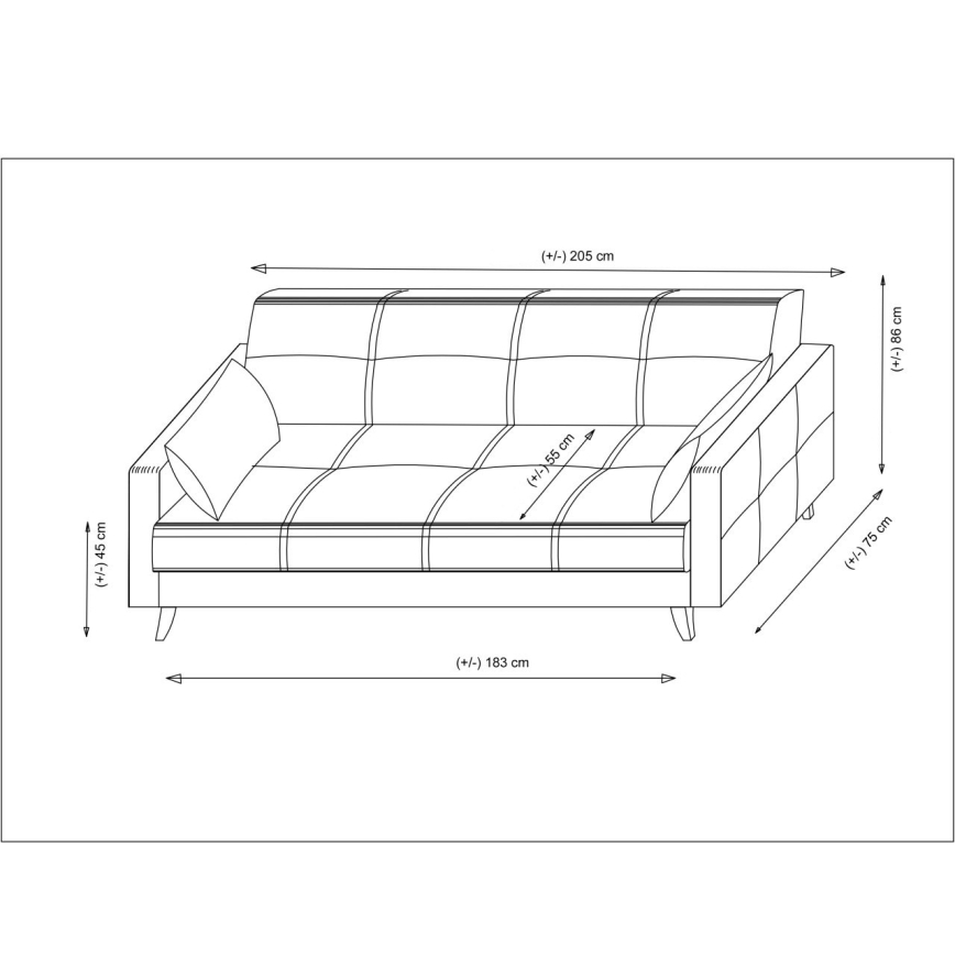 3-Sitzer-Schlafsofa KORFU, dunkelgrau