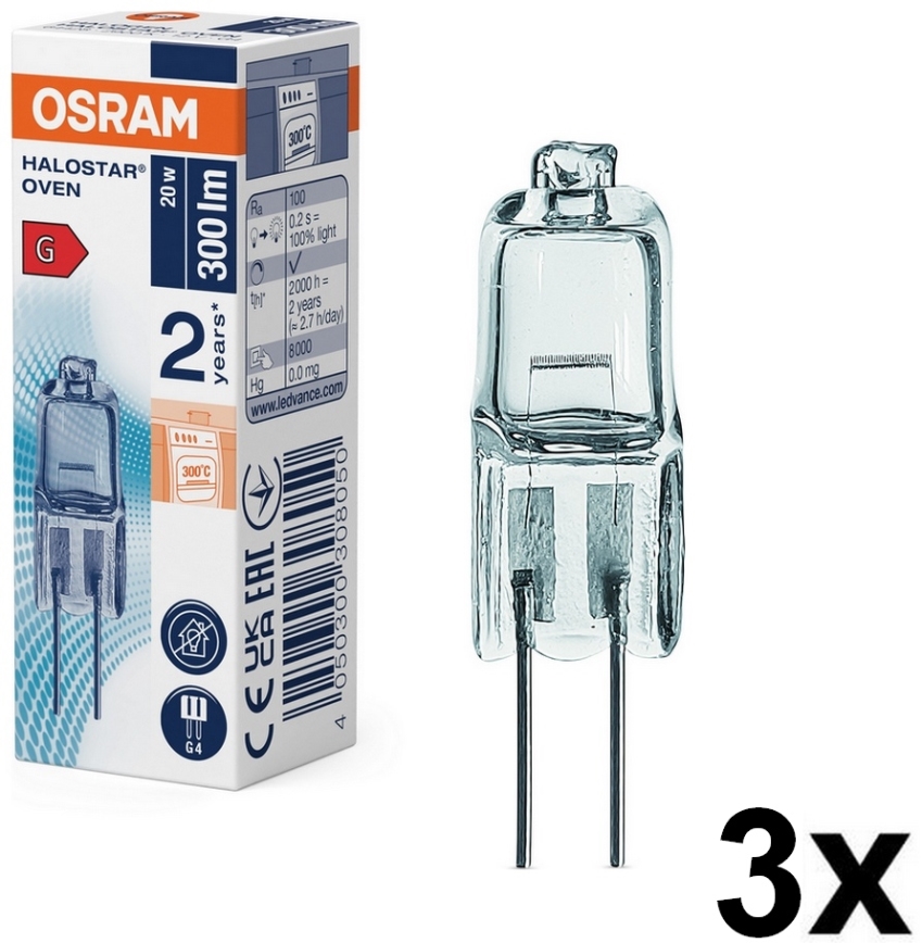 3er-Set Backofenlampen HALOSTAR G4/20W/12V 2700K - Osram