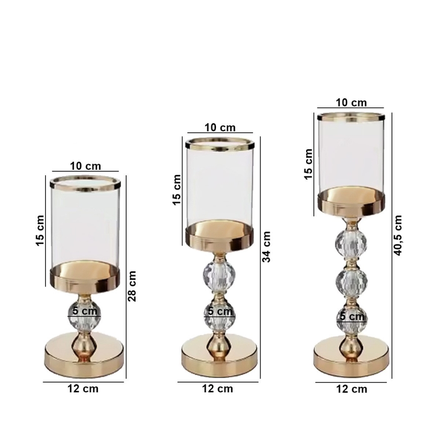 3er-Set Kerzenhalter, goldfarben