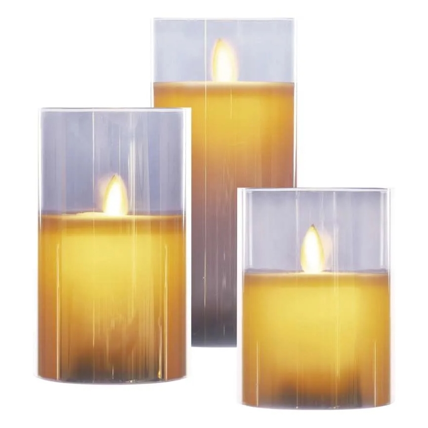 3er-Set LED-Kerzen, Betrieb mit 6×AA-Batterien