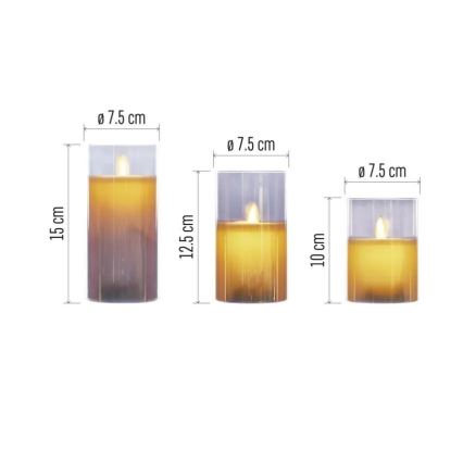 3er-Set LED-Kerzen, Betrieb mit 6×AA-Batterien