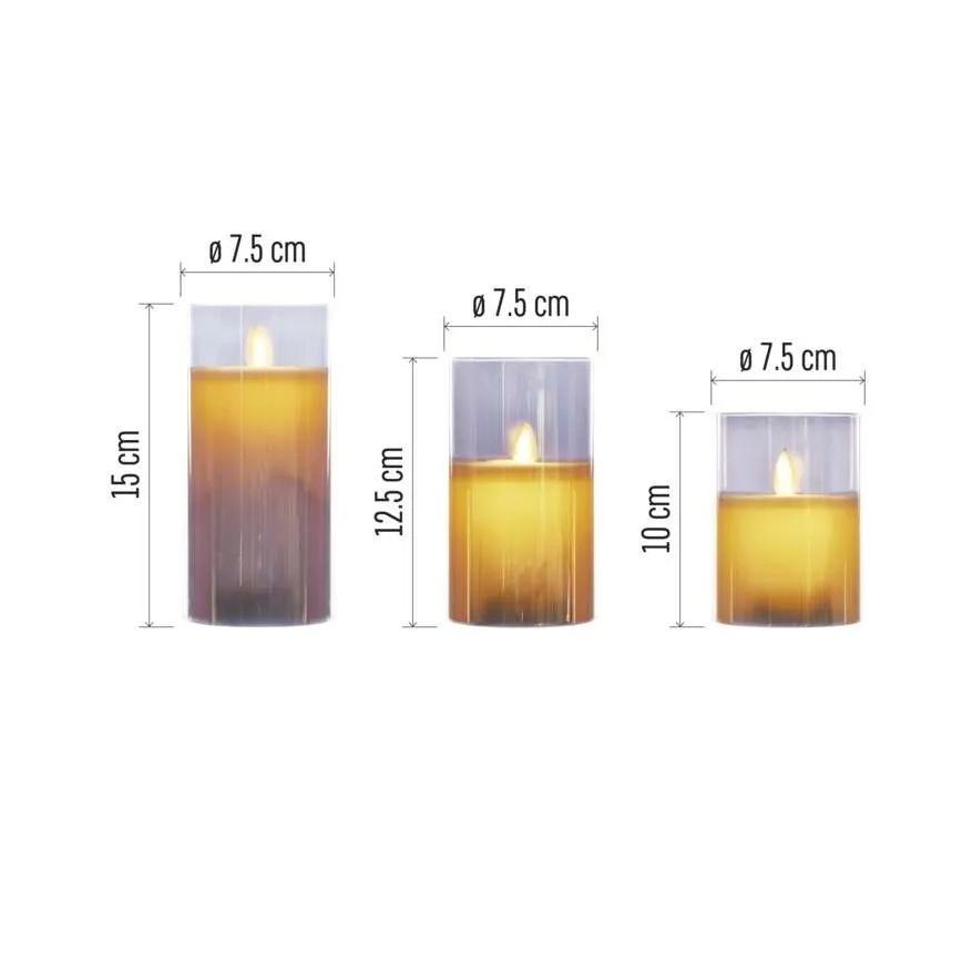 3er-Set LED-Kerzen, Betrieb mit 6×AA-Batterien