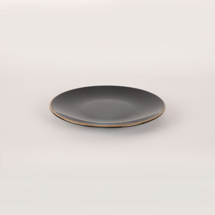 44-teiliges Essgeschirr-Set in Schwarz/Gold aus Steingut