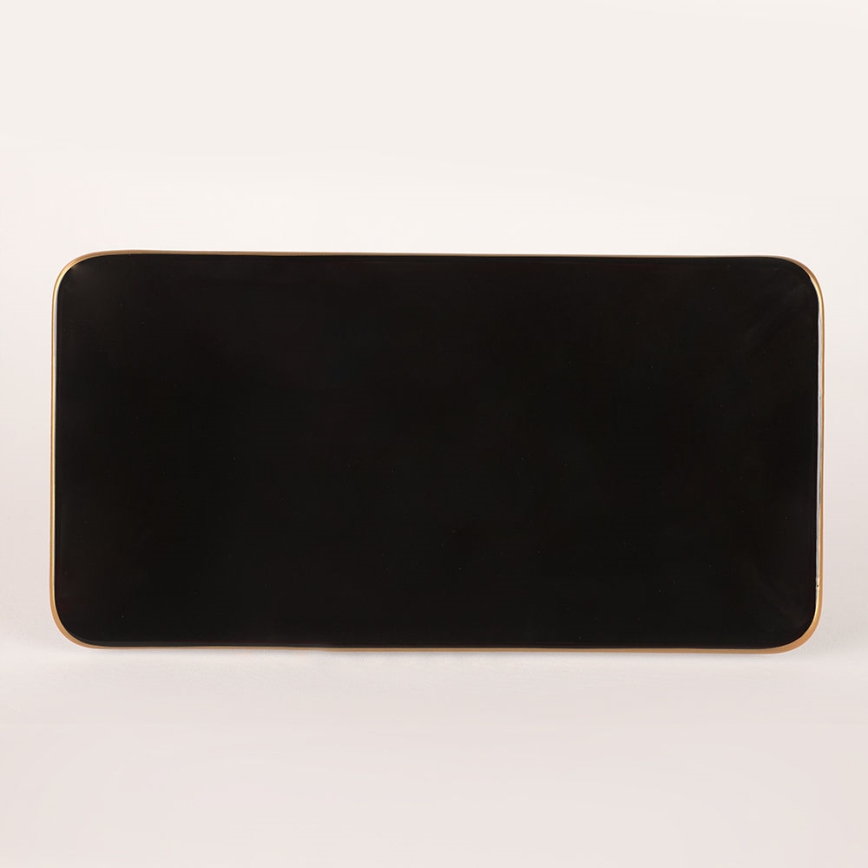 44-teiliges Essgeschirr-Set in Schwarz/Gold aus Steingut