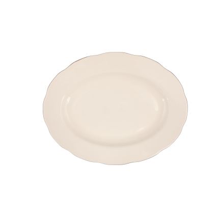 54-teiliges Essgeschirr-Set aus Knochenporzellan, weiß mit Kupferakzenten